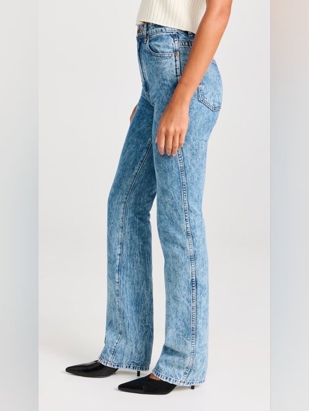KHAITE The Danielle Acid Wash Jeans High Waist Cotton Denim $635, Sz 29 New